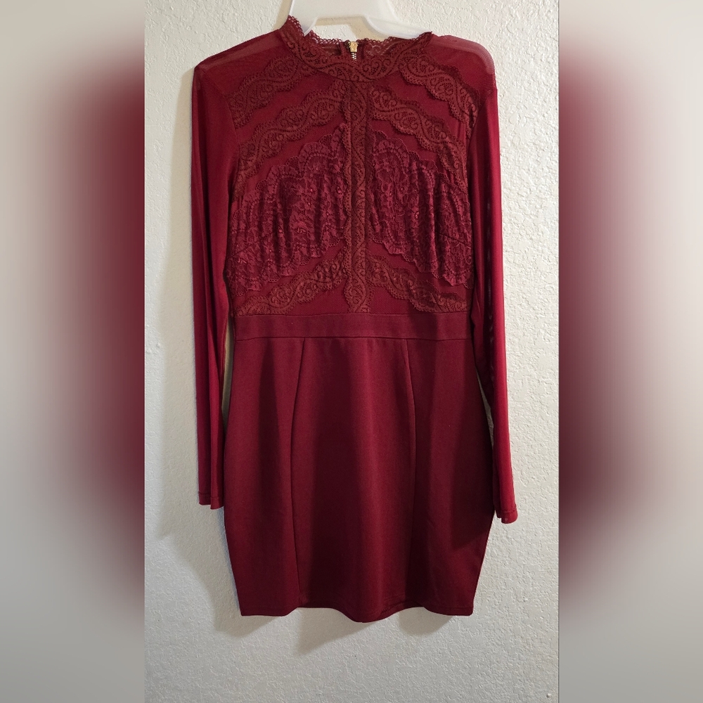 Elegant Burgundy Lace Dress
